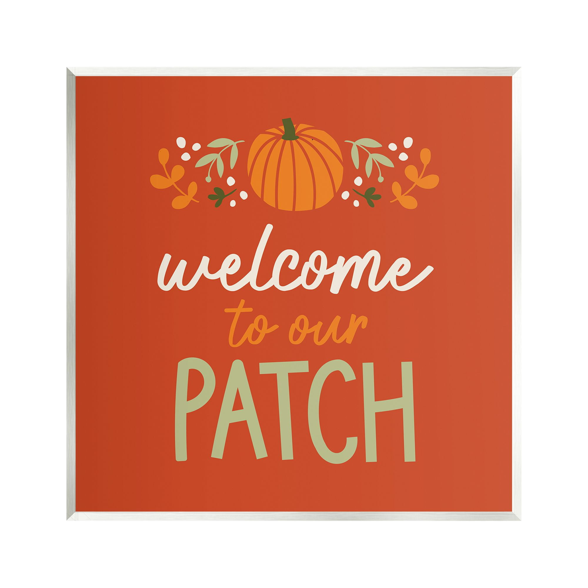 Stupell Industries Welcome Pumpkin Patch Phrase Holiday Painting Unframed Art Print Wall Art, 12 x 12