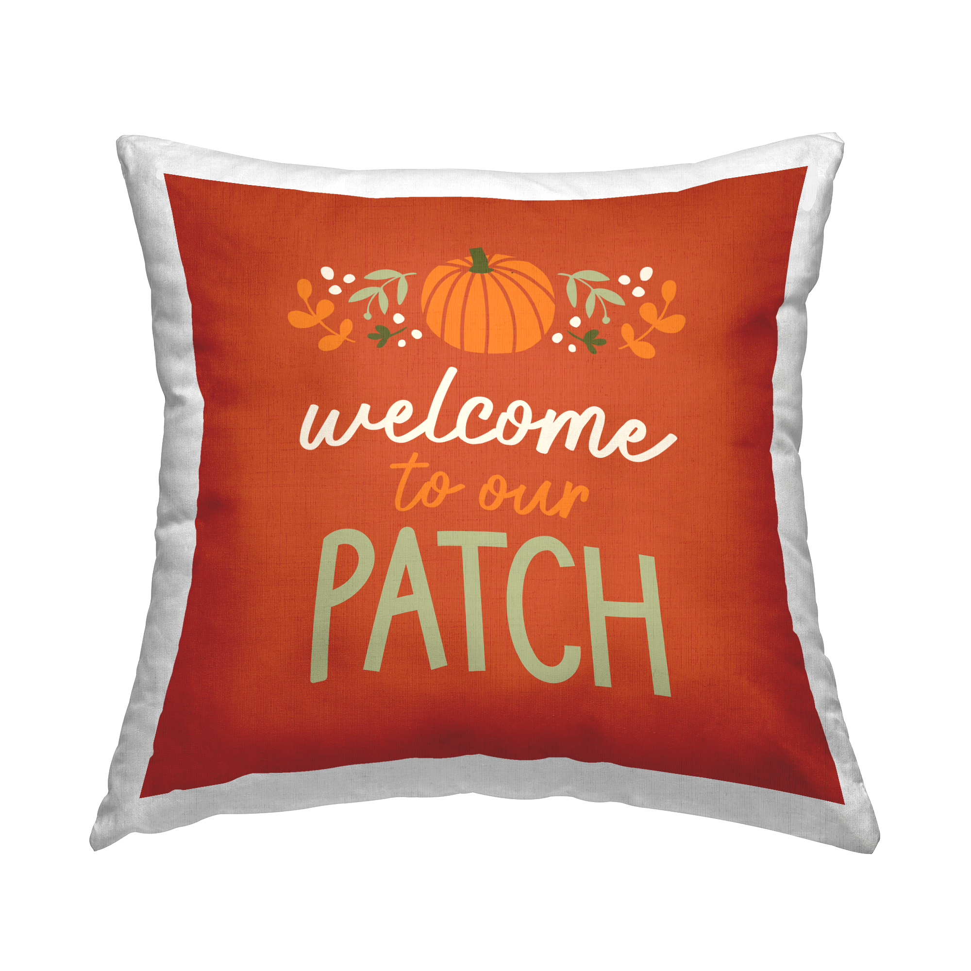 Stupell Industries Welcome Pumpkin Patch Square Decorative Printed Throw Pillow, 18 x 18