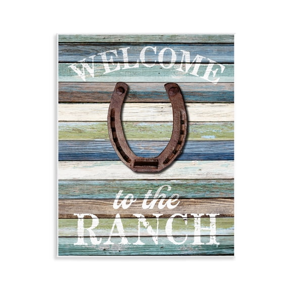Stupell Industries Welcome Ranch with Horseshoe Text & Numbers Painting Unframed Art Print Wall Art, 11 x 14