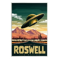 Stupell Industries Welcome Roswell New Mexico UFO Travel & Places Painting Unframed Art Print Wall Art