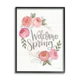 thumbnail image 1 of Stupell Industries Welcome Spring Greeting Blossoming Pink Roses Plaid Pattern, 11 x 14, Design by Lisa Larson, 1 of 5