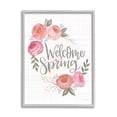 thumbnail image 1 of Stupell Industries Welcome Spring Greeting Blossoming Pink Roses Plaid Pattern, 16 x 20, Design by Lisa Larson, 1 of 5