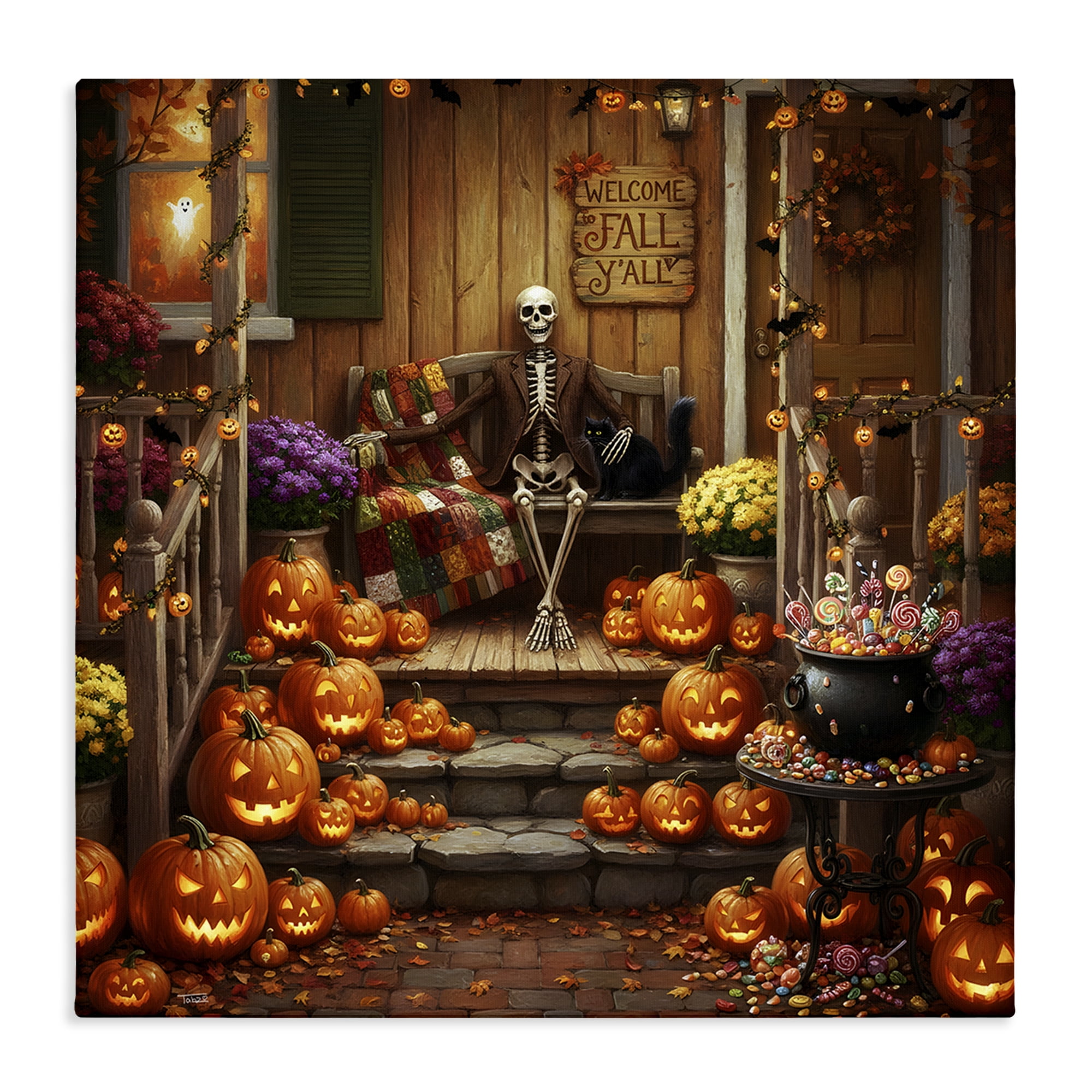 Stupell Industries Welcome To Fall Skeleton Porch Canvas Wall Art, design by Tabz Jones