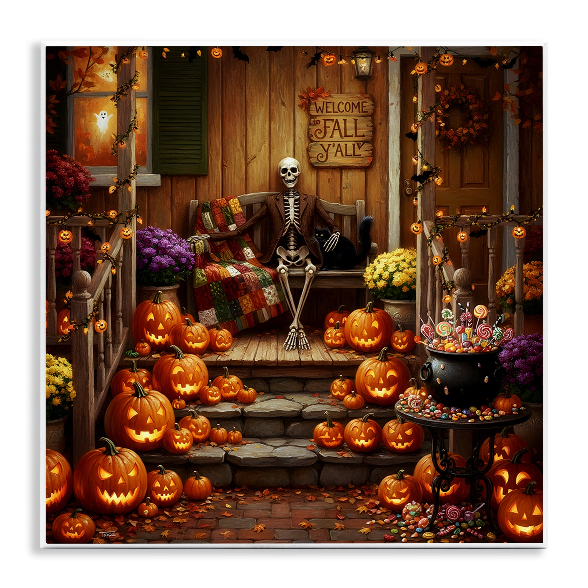 Stupell Industries Welcome To Fall Skeleton Porch Wall Plaque Art, design by Tabz Jones