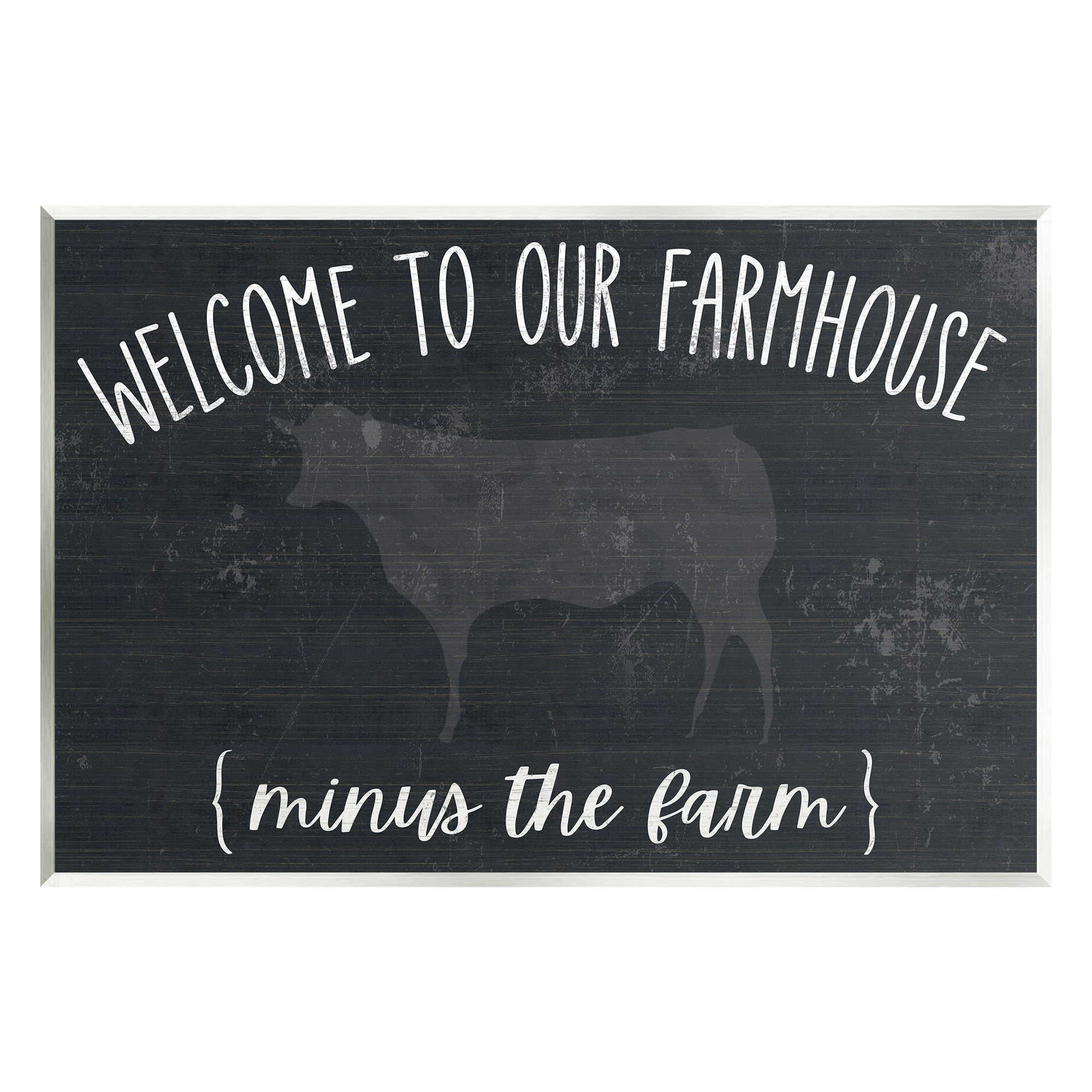 Stupell Industries Welcome To Farmhouse Playful Rustic Cow Motif Graphic Art Unframed Art Print Wall Art, Design by White Ladder