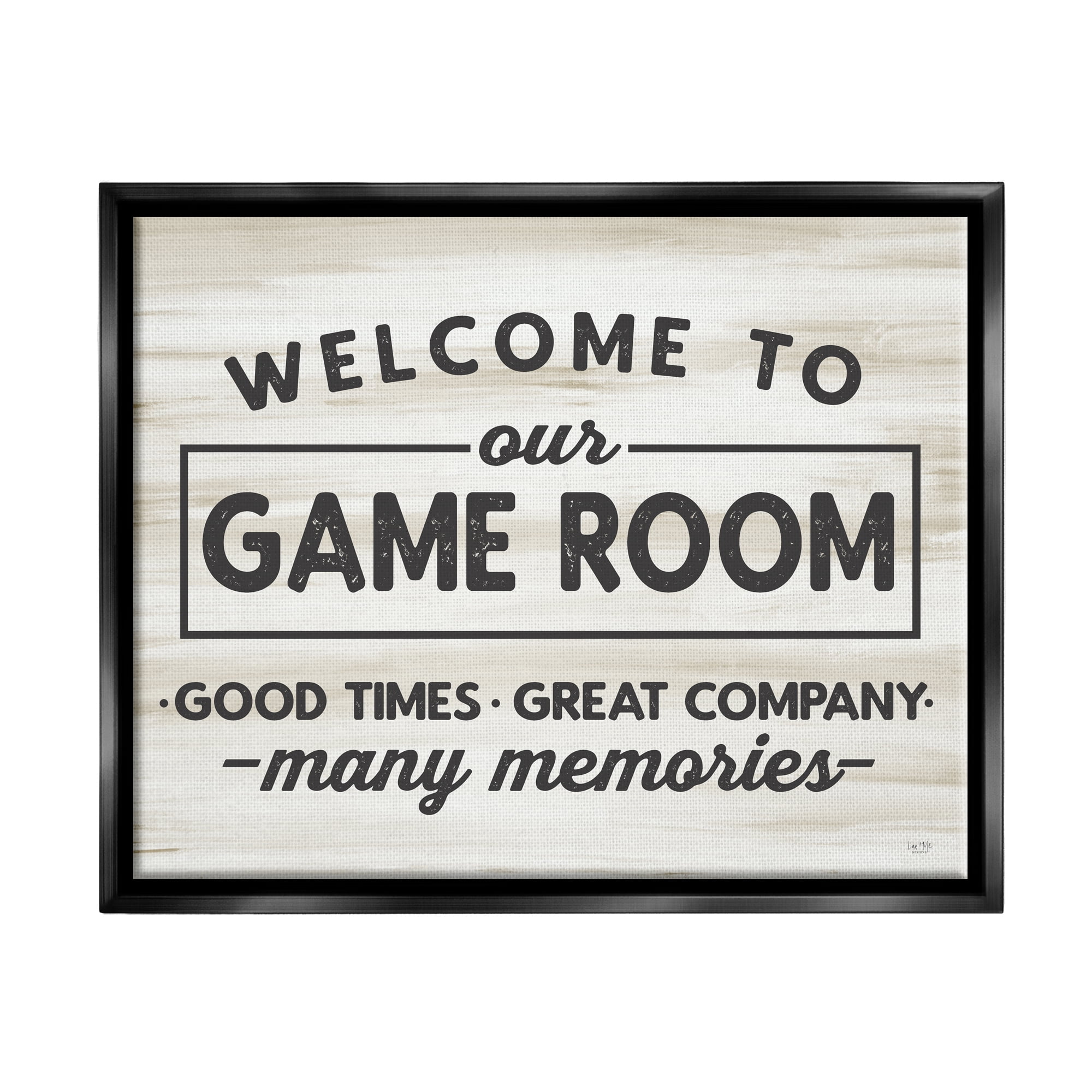 Stupell Industries Welcome To Game Room Beauty & Fashion Painting Black Floater Framed Art Print Wall Art, 31 x 25