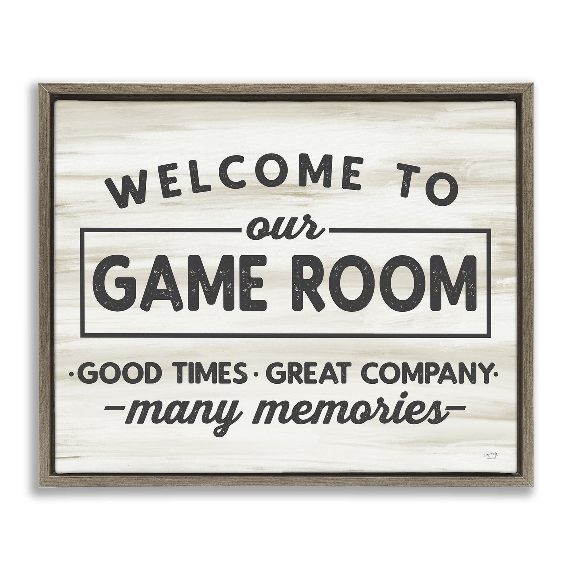 Stupell Industries Welcome To Game Room Beauty & Fashion Painting Brown Floater Framed Canvas Art Print Wall Art, 31 x 25