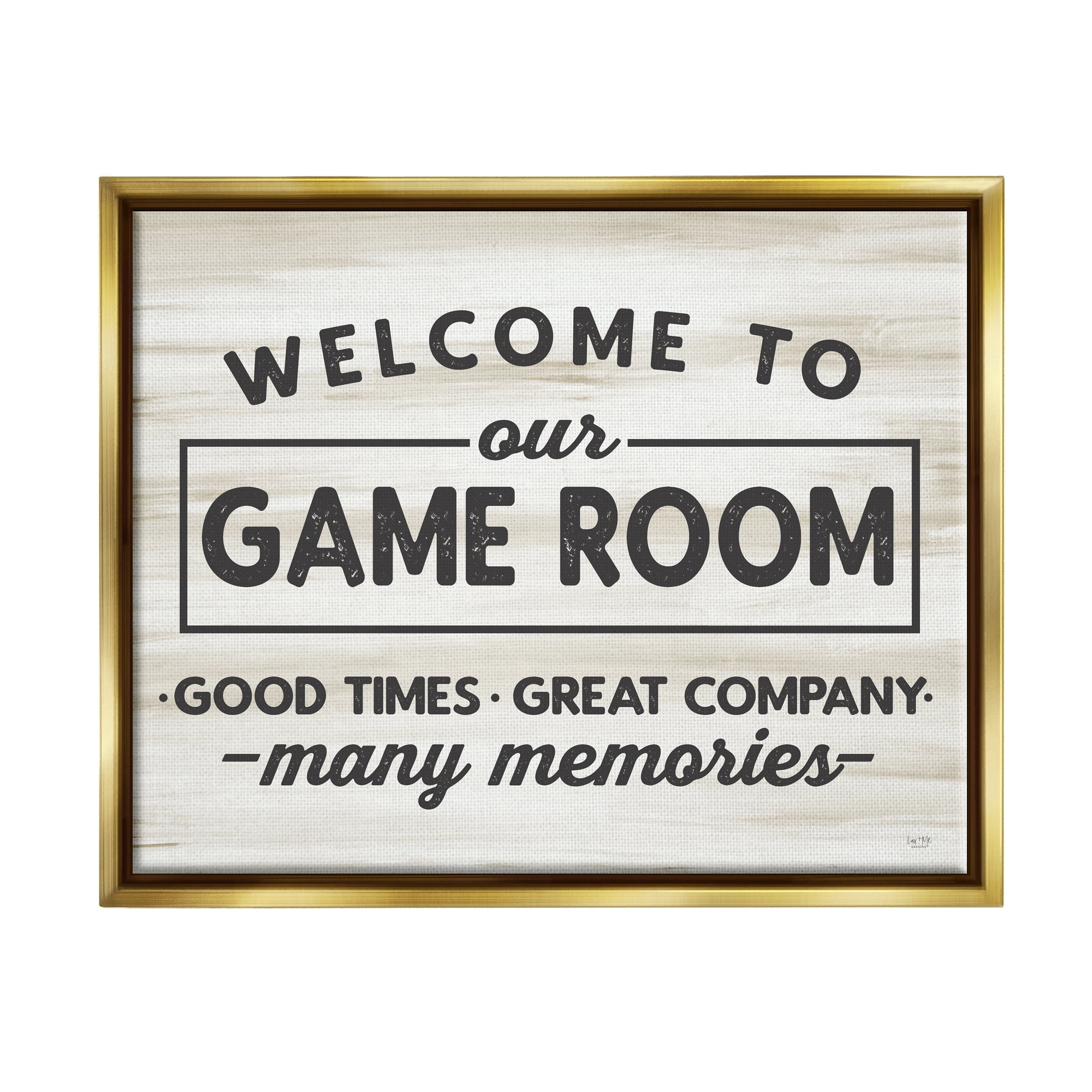 Stupell Industries Welcome To Game Room Beauty & Fashion Painting Gold Floater Framed Art Print Wall Art, 21 x 17
