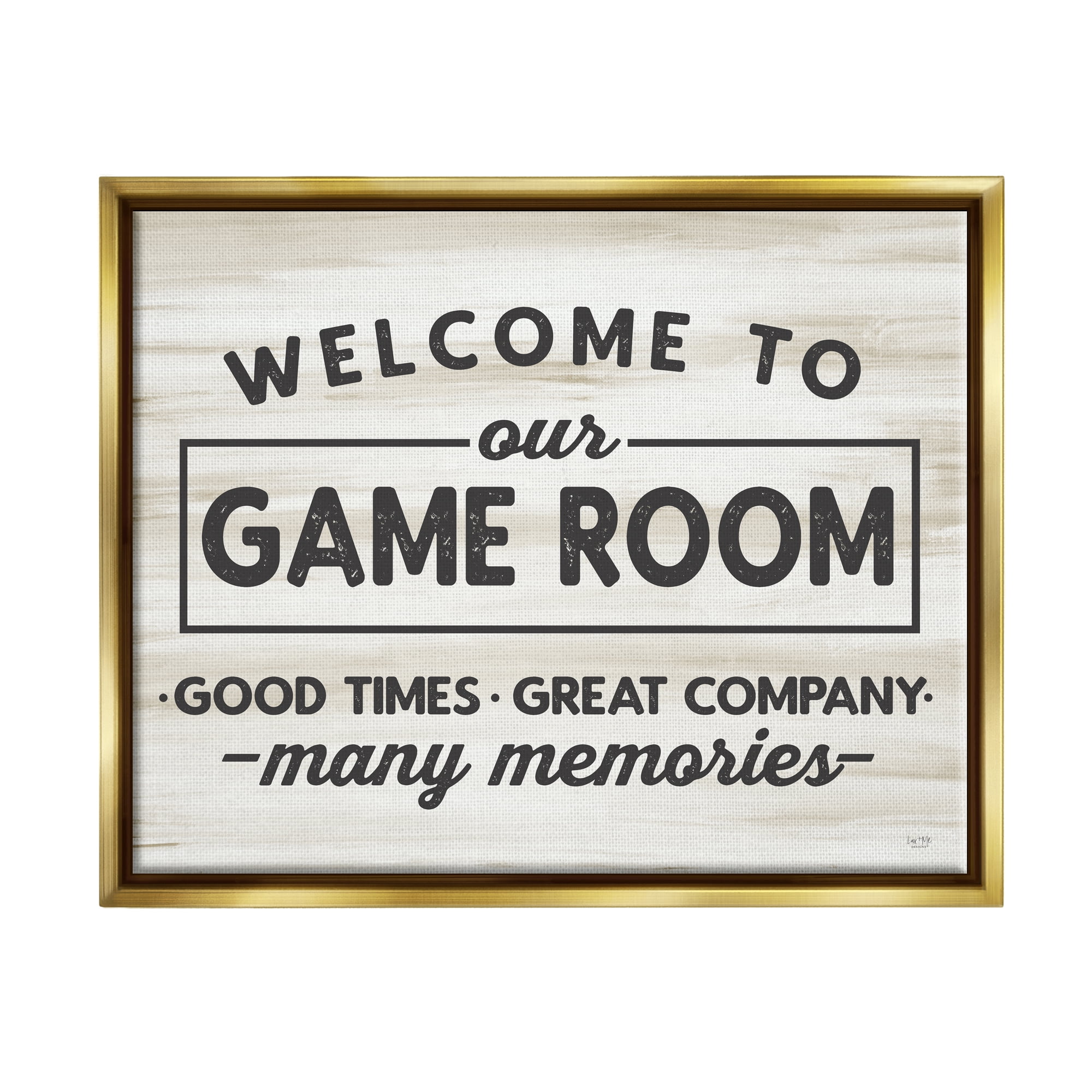 Stupell Industries Welcome To Game Room Beauty & Fashion Painting Gold Floater Framed Art Print Wall Art, 31 x 25