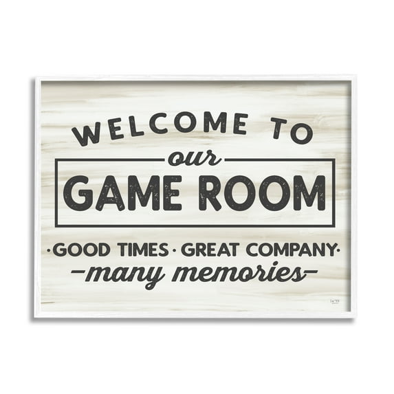 Stupell Industries Welcome To Game Room Beauty & Fashion Painting White Framed Art Print Wall Art, 30 x 24