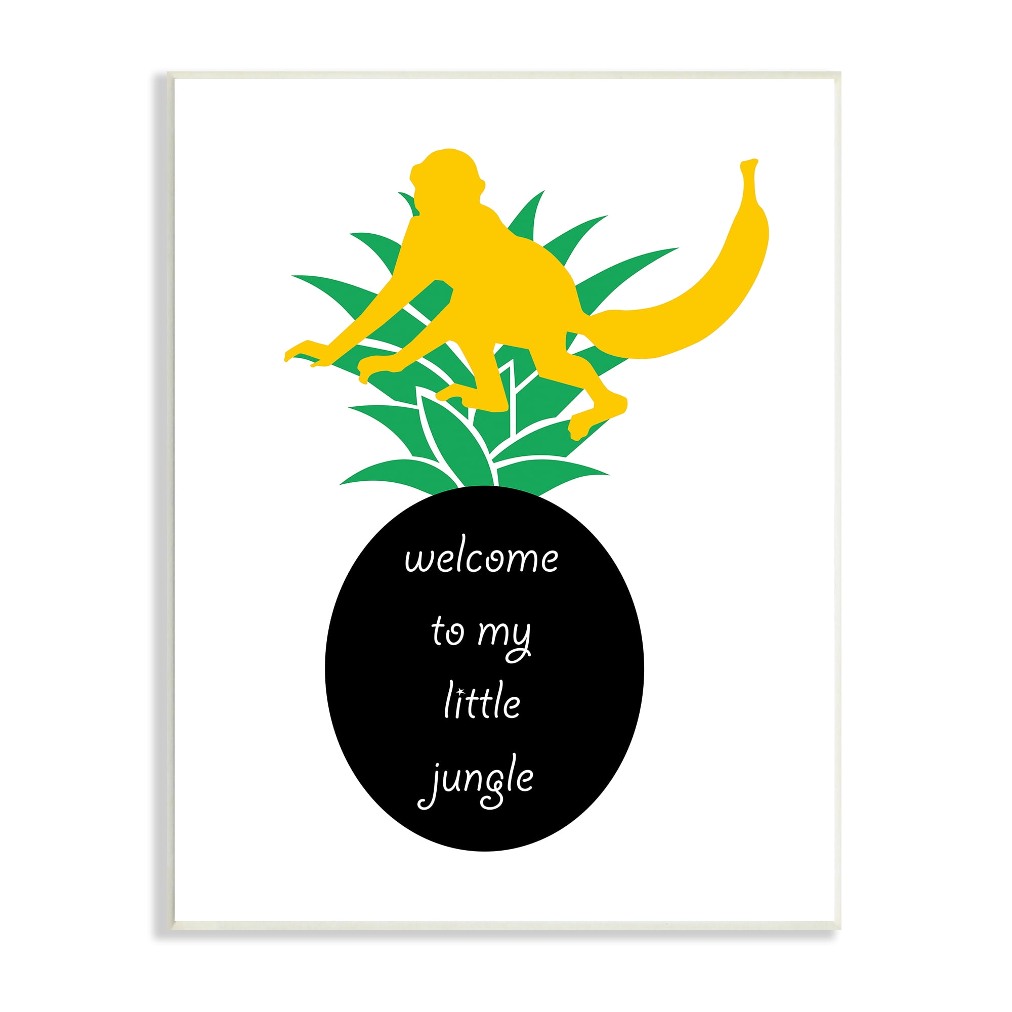 Stupell Industries Welcome To My Little Jungle Yellow Monkey Pineapple Animals & Insects Painting Unframed Art Print Wall Art, 10 x 15