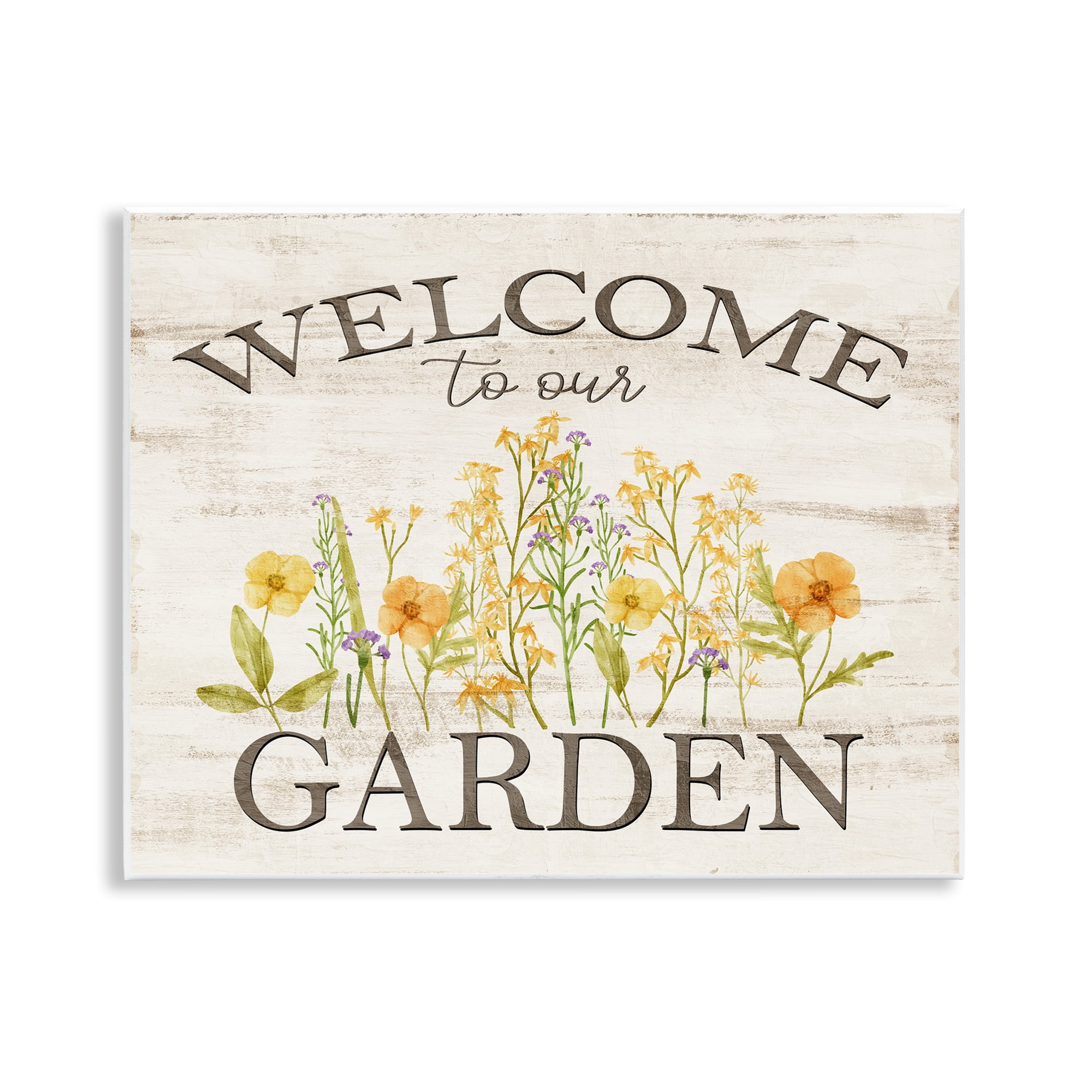 Stupell Industries Welcome To Our Garden Botanical & Floral Painting Unframed Art Print Wall Art, 14 x 11