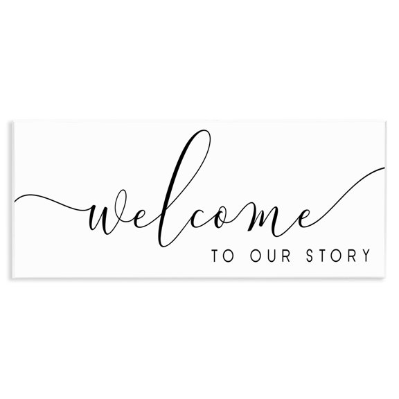 Stupell Industries Cottage Welcome To Our Story Fancy Loving Cursive Script Wall Plaque Art, 17 x 7, by Anna Quach