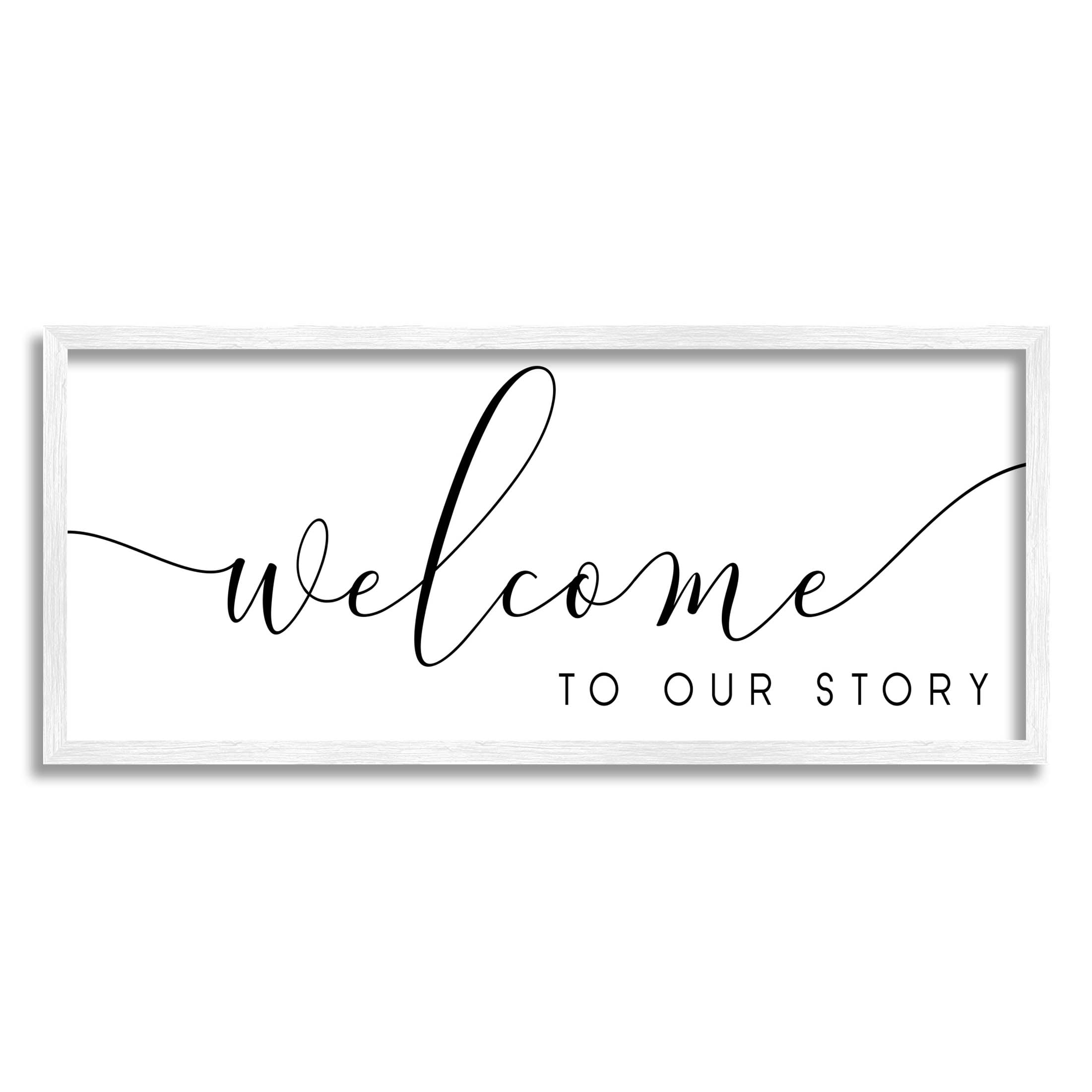 Stupell Industries Welcome To Our Story Phrase Graphic Art White Framed Art Print Wall Art, Design by Anna Quach