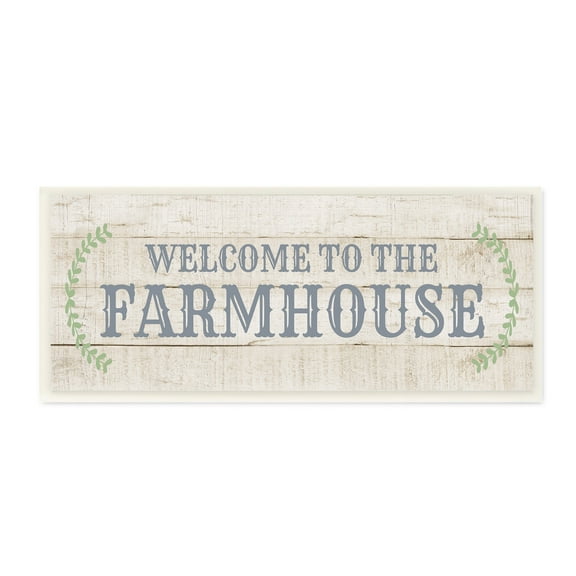 Stupell Industries Welcome To The Farmhouse Phrase Country Plank Pattern, 17 x 7,Design by CAD Designs