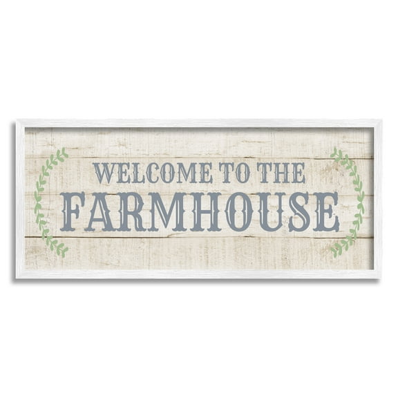 Stupell Industries Welcome To The Farmhouse Phrase Country Plank Pattern, 24 x 10,Design by CAD Designs
