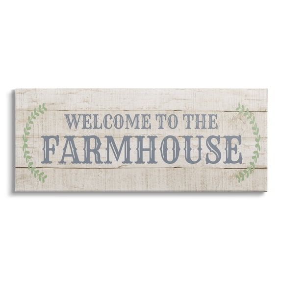 Stupell Industries Welcome To The Farmhouse Phrase Country Plank Pattern, 24 x 10,Design by CAD Designs