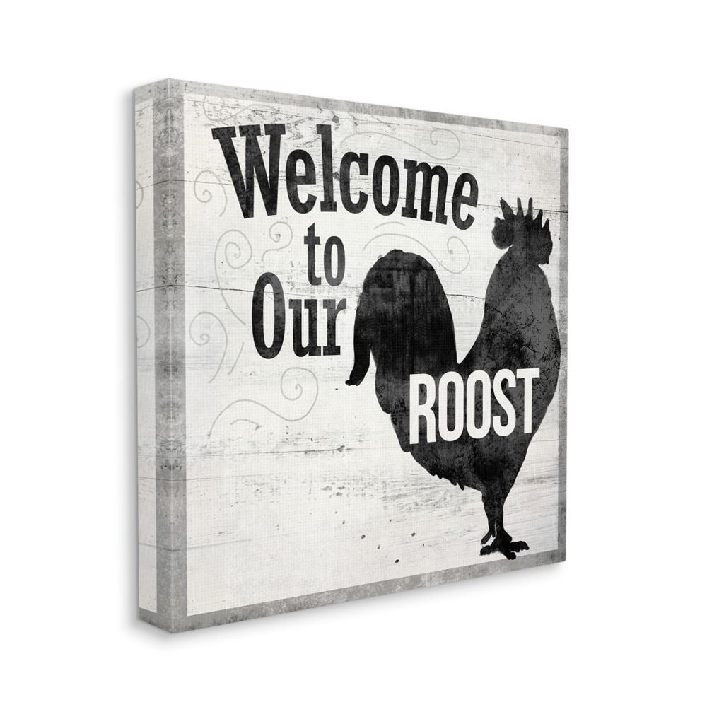 Stupell Industries Welcome To The Roost Farm Rustic Grey Word Design Canvas Wall Art by The Saturday Evening Post