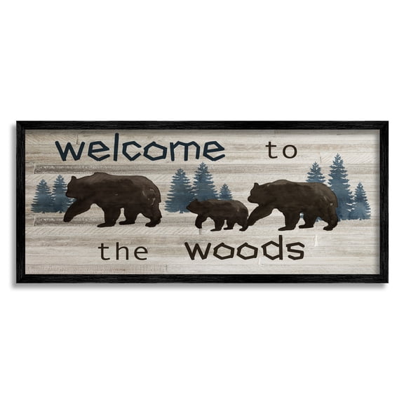 Stupell Industries Welcome To Wood Rustic Bears Forest Design, 24 x 10, Design by Nan