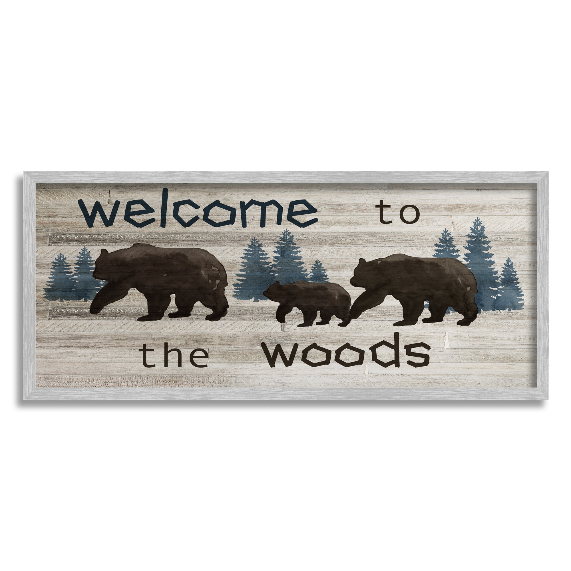 Stupell Industries Welcome To Wood Rustic Bears Forest Design, 24 x 10, Design by Nan