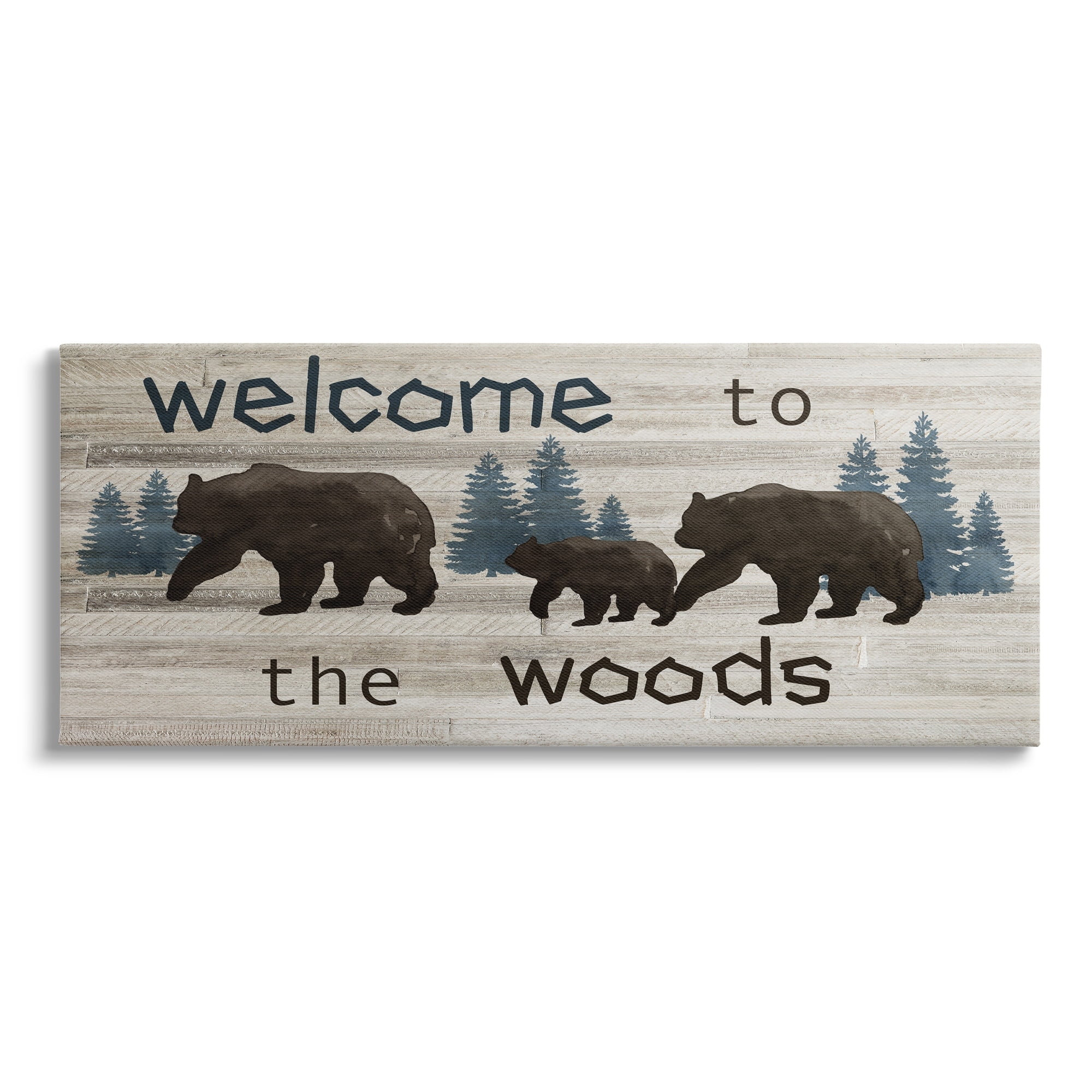 Stupell Industries Welcome To Wood Rustic Bears Forest Design, 30 x 13, Design by Nan
