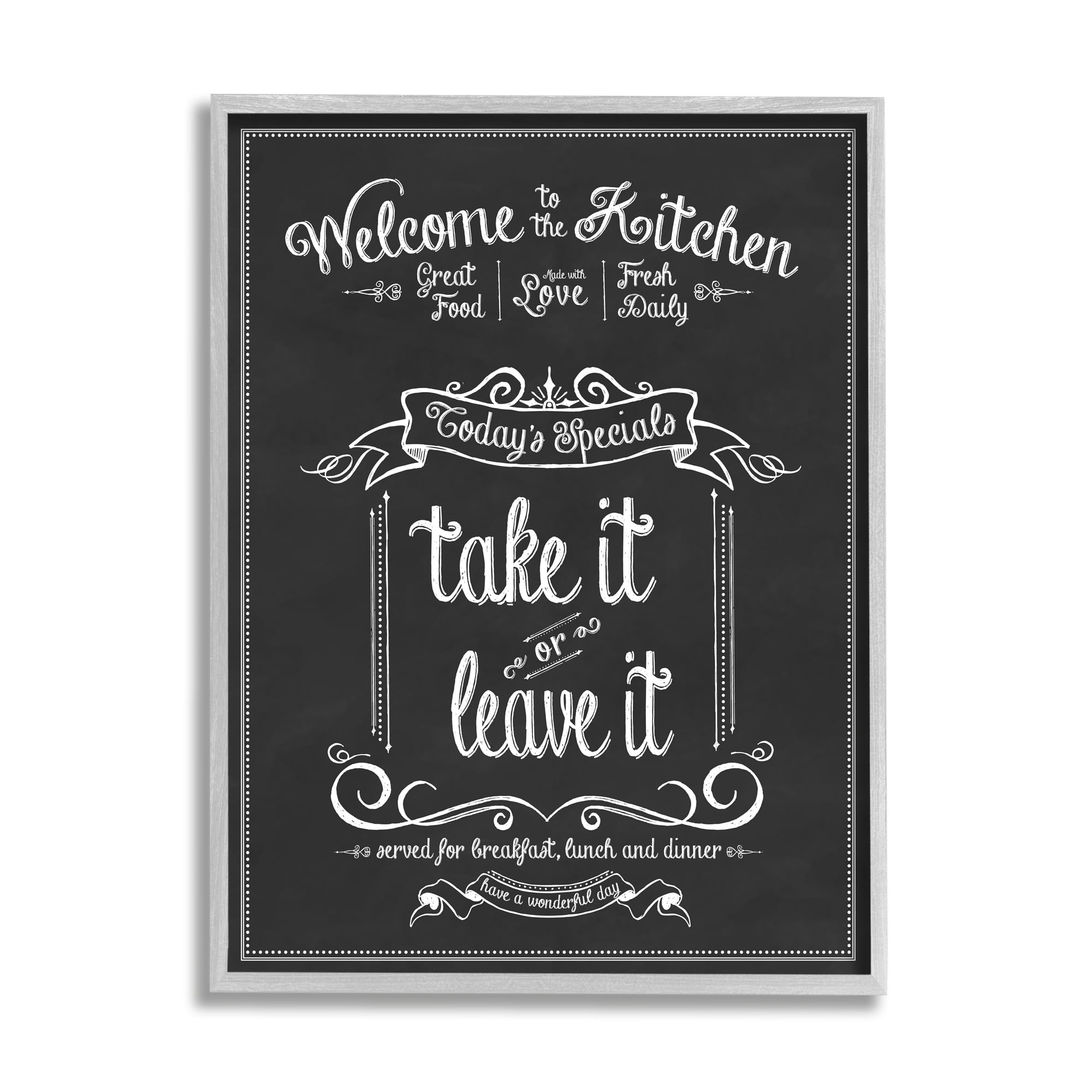 Stupell Industries Welcome To the Kitchen Chalkboard Style Vintage Sign, 16 x 20,Design by Lettered and Lined