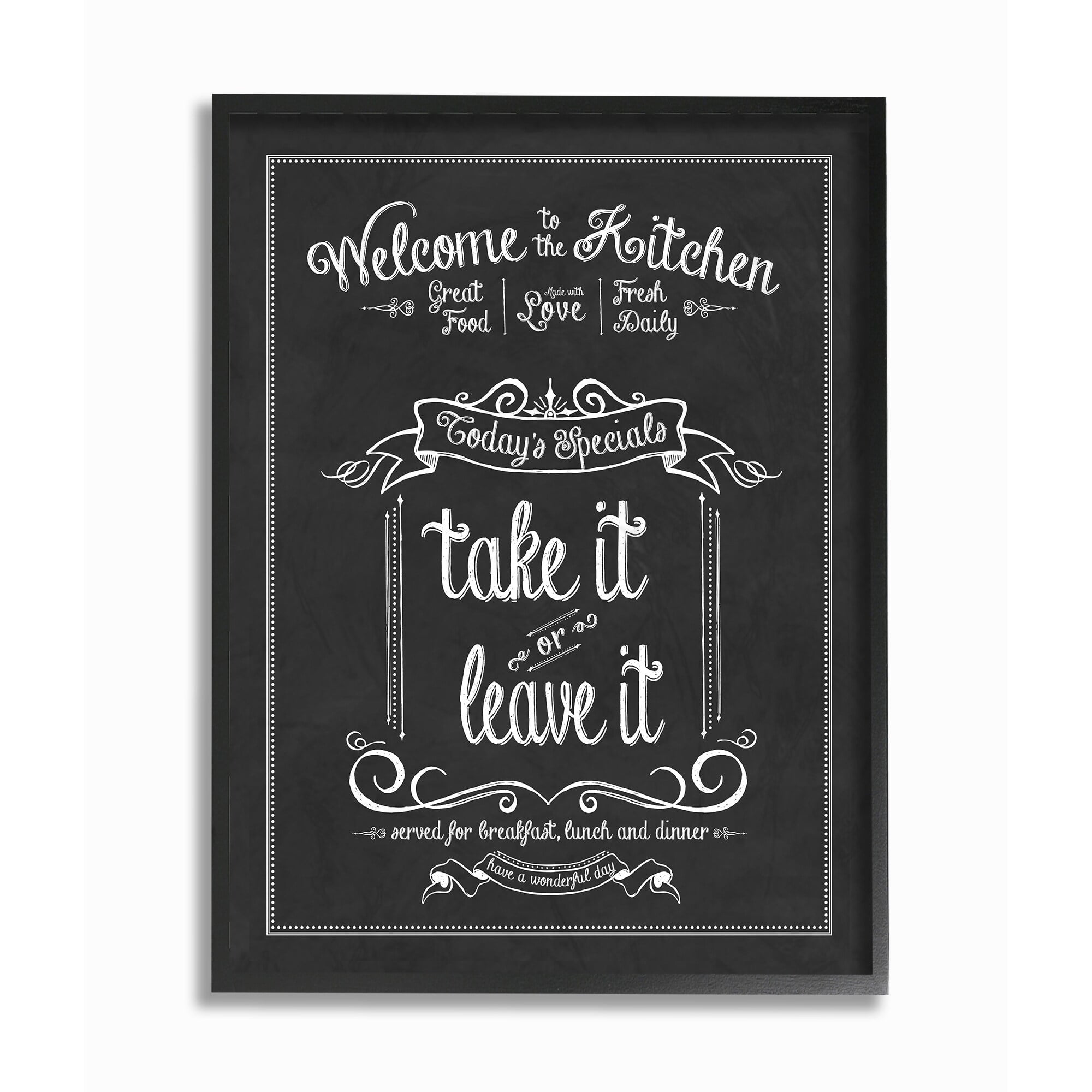 Black Framed Chalkboard Style Kitchen Quote Canvas Print, 11 x 14