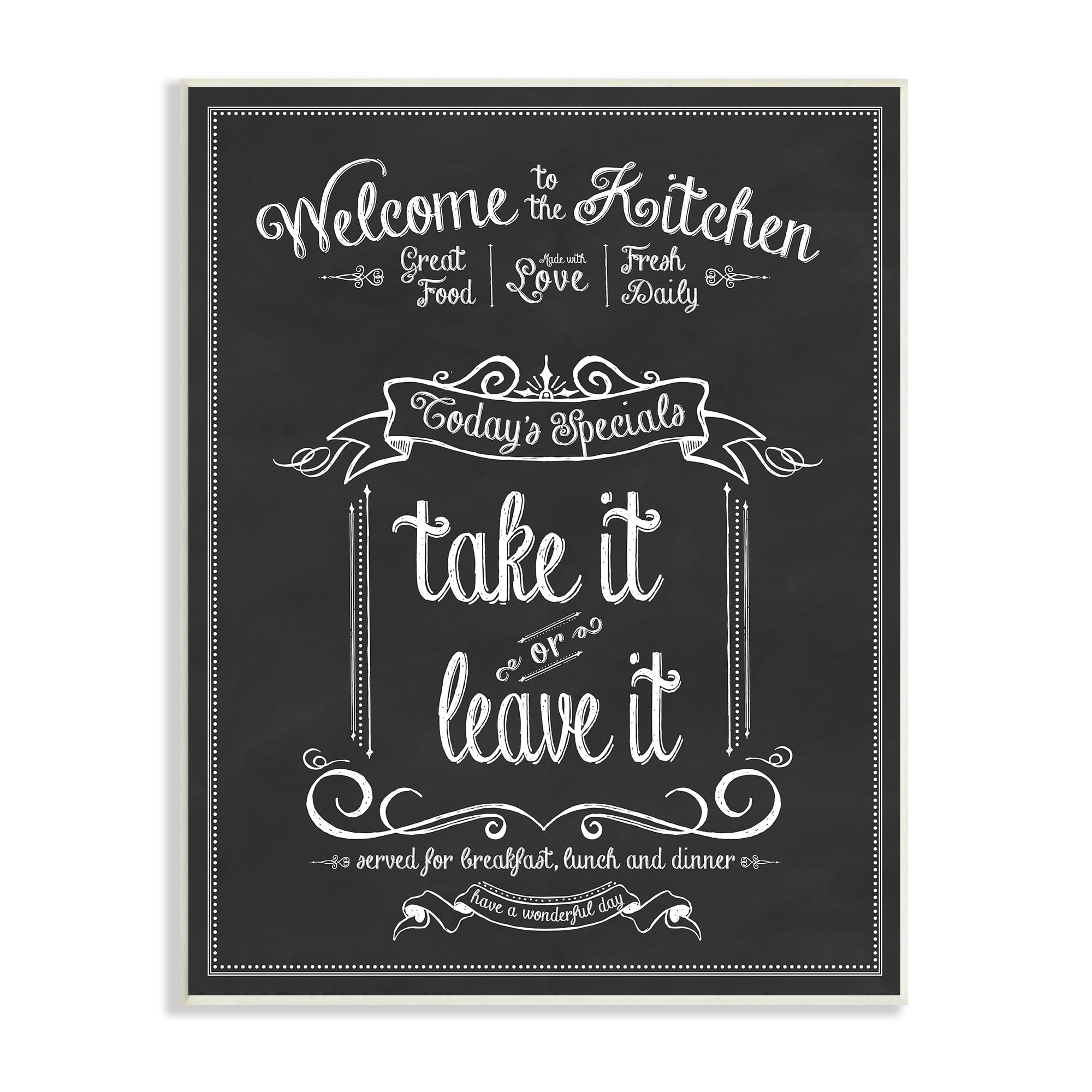 Stupell Industries Welcome To the Kitchen Chalkboard Style Vintage Sign Food & Beverage Painting Unframed Art Print Wall Art, 10 x 15
