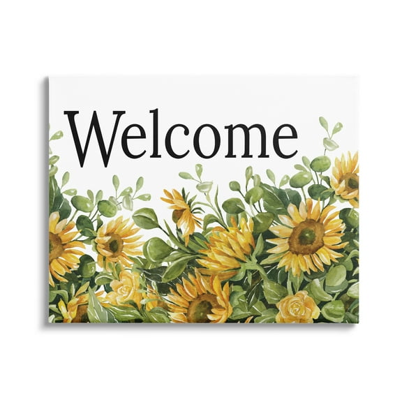 Stupell Industries Welcome Typography Sign Blooming Sunflower Field Graphic Art Gallery Wrapped Canvas Print Wall Art, Design by Cindy Jacobs