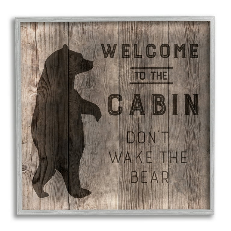 Cabin Welcome Sign, newest Rustic Brown Bear Wall Art