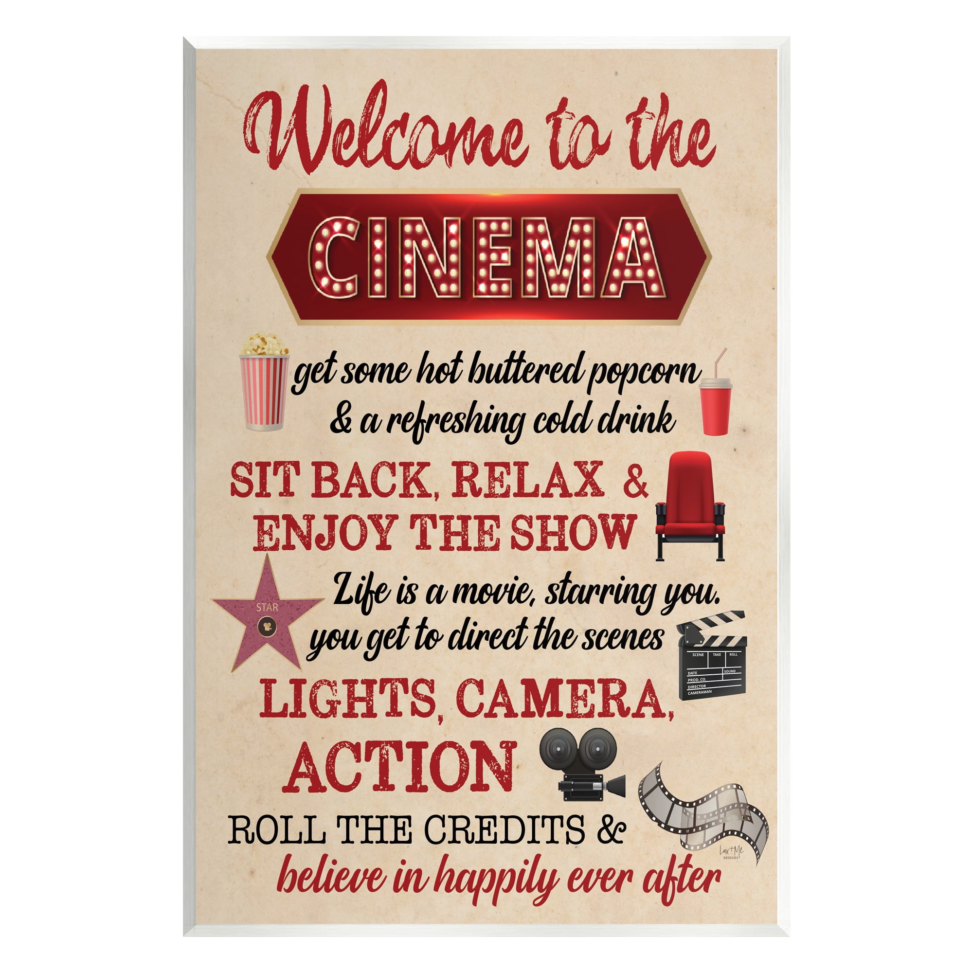 Stupell Industries Welcome to Cinema Rules Beauty & Fashion Painting Unframed Art Print Wall Art, 10 x 15