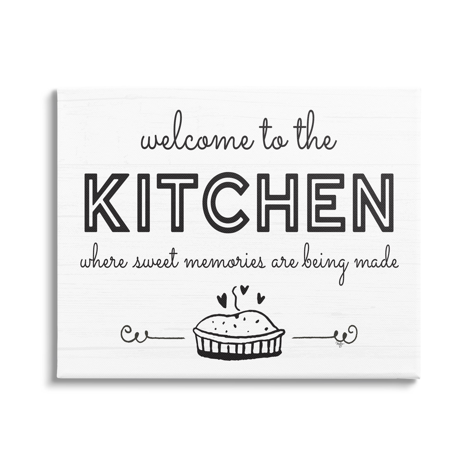Stupell Industries Welcome to Kitchen Fresh Baked Pie Rustic Phrase Graphic Art Gallery Wrapped Canvas Print Wall Art, Design by Mollie B.