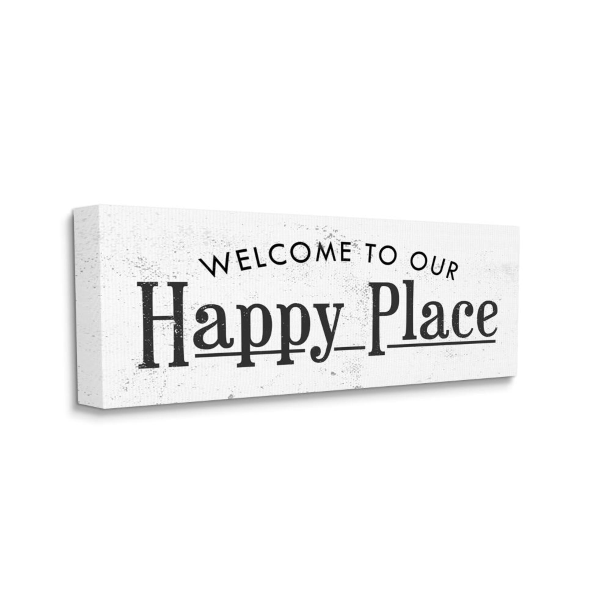 Stupell Industries Welcome to Our Happy Place Phrase Minimalist Design Design by Daphne Polselli, 10" x 24"