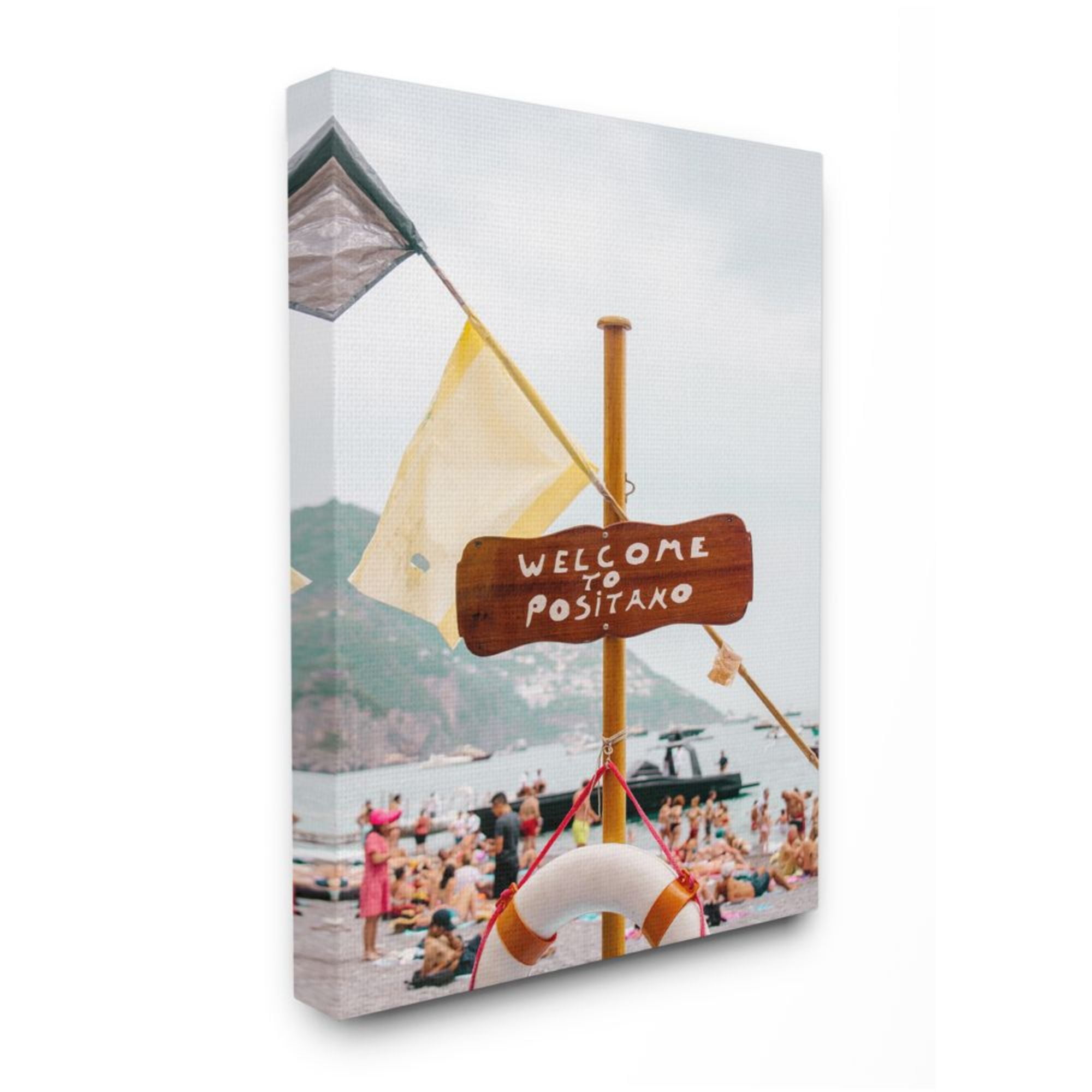 Stupell Industries Welcome to Positano Sign European Beach Vibes Design by Unsplash, 36" x 48"