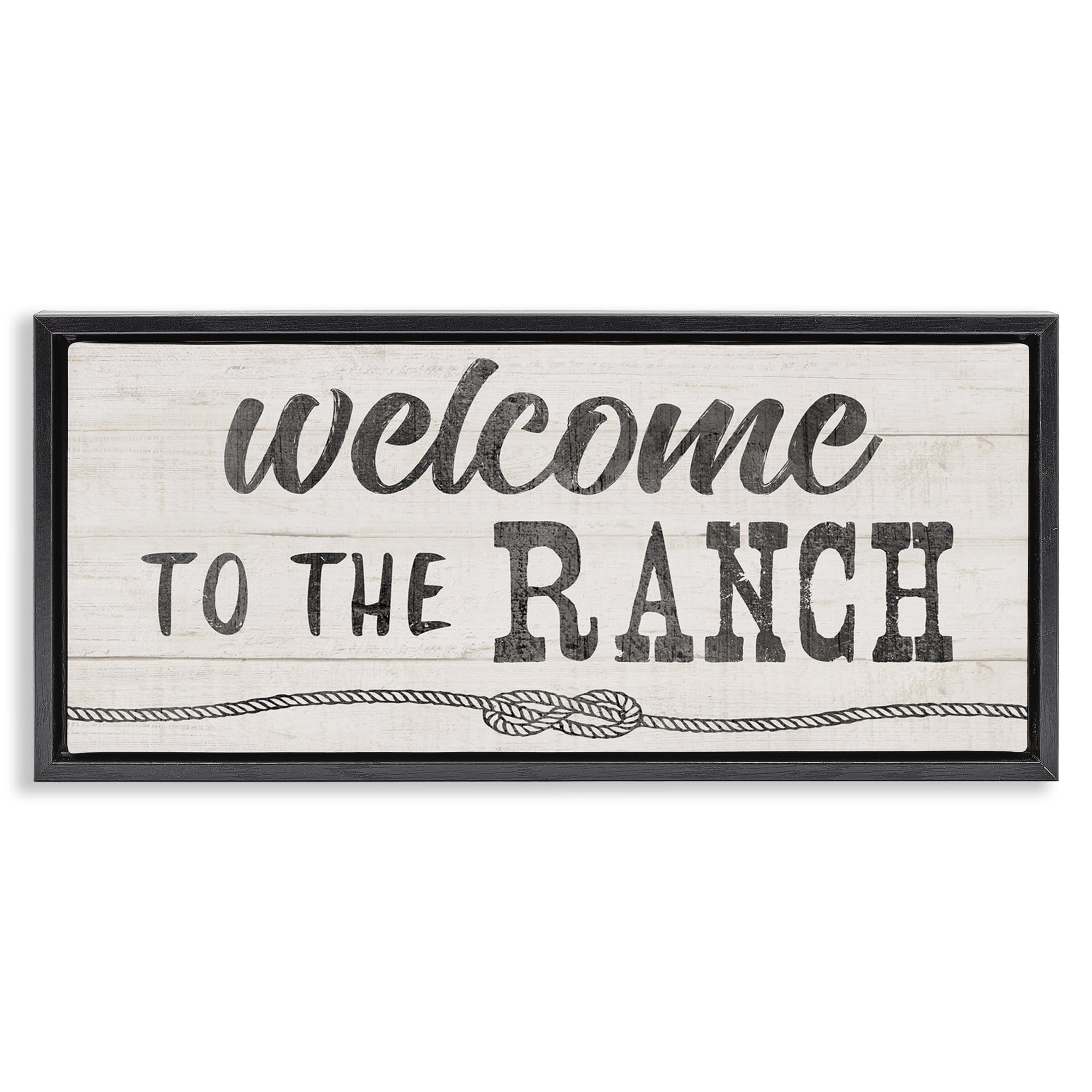 Stupell Industries Welcome to Ranch Rustic Text & Numbers Painting Black Floater Framed Canvas Art Print Wall Art, 31 x 14