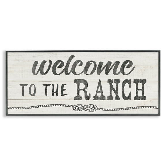 Stupell Industries Welcome to Ranch Rustic Text & Numbers Painting Black Framed Art Print Wall Art, 24 x 10