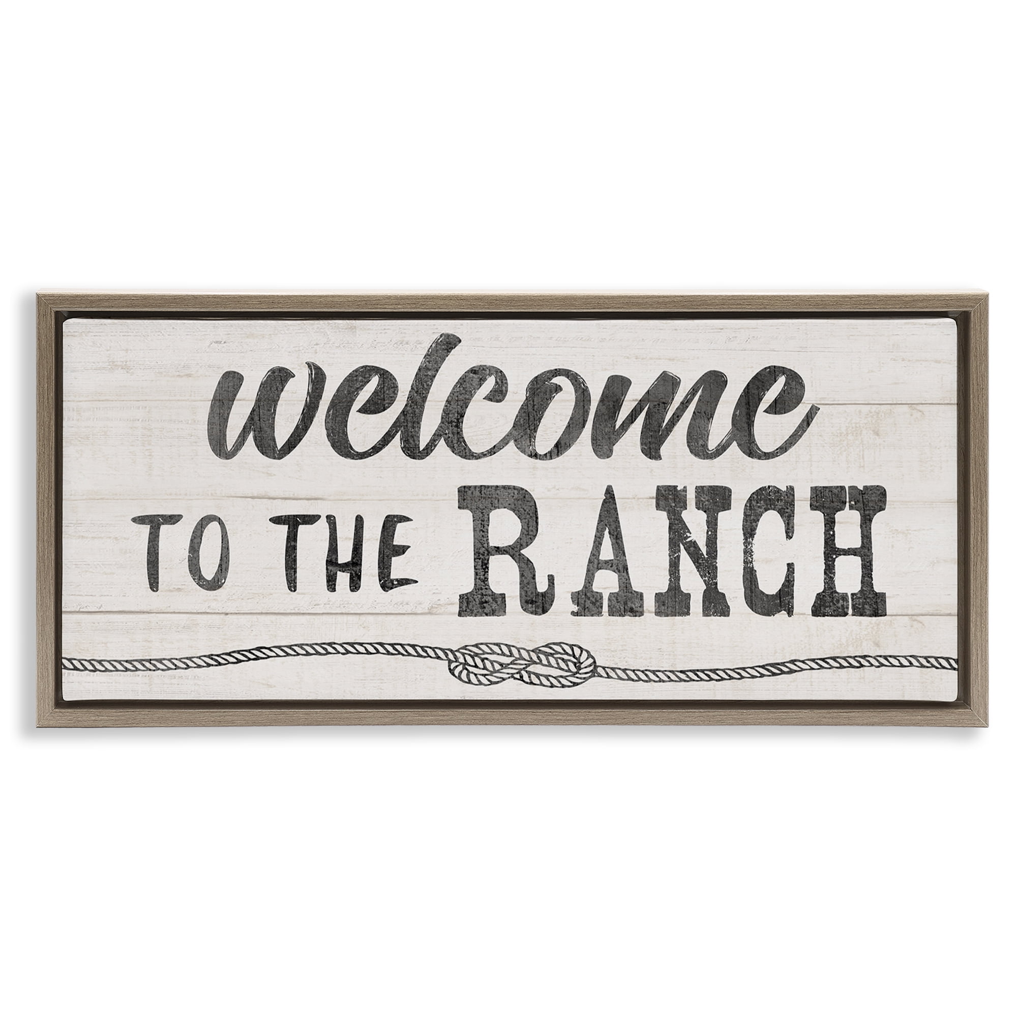 Stupell Industries Welcome to Ranch Rustic Text & Numbers Painting Brown Floater Framed Canvas Art Print Wall Art, 31 x 14