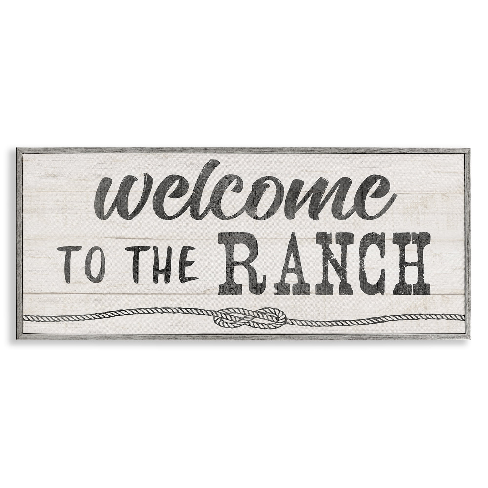Stupell Industries Welcome to Ranch Rustic Text & Numbers Painting Gray Framed Art Print Wall Art, 24 x 10
