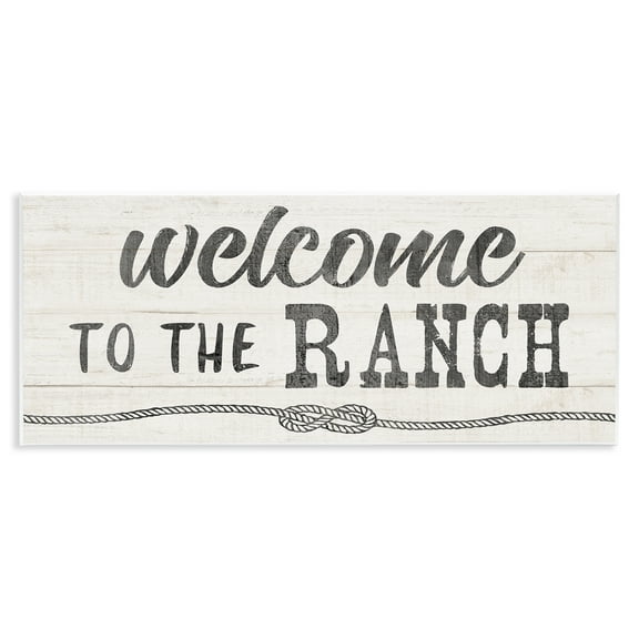 Stupell Industries Welcome to Ranch Rustic Text & Numbers Painting Unframed Art Print Wall Art, 17 x 7