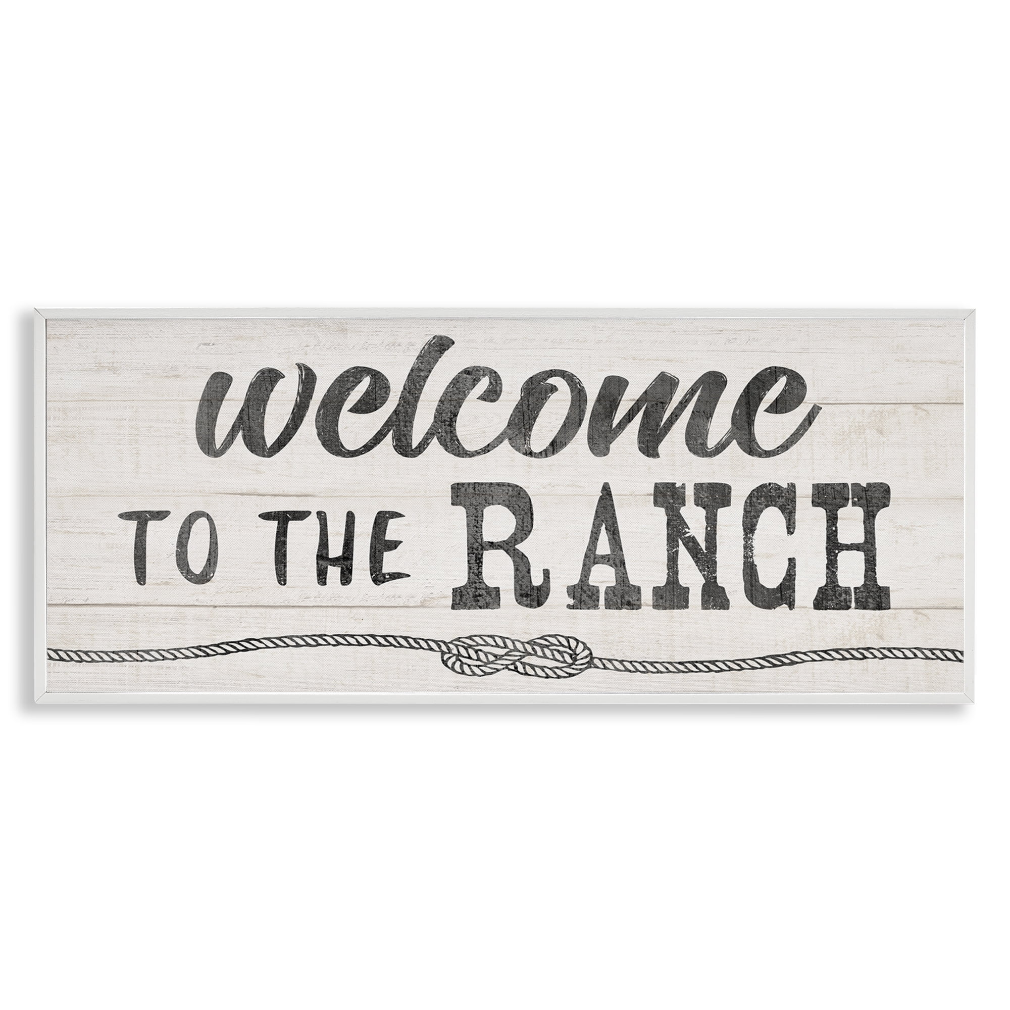 Stupell Industries Welcome to Ranch Rustic Text & Numbers Painting White Framed Art Print Wall Art, 24 x 10