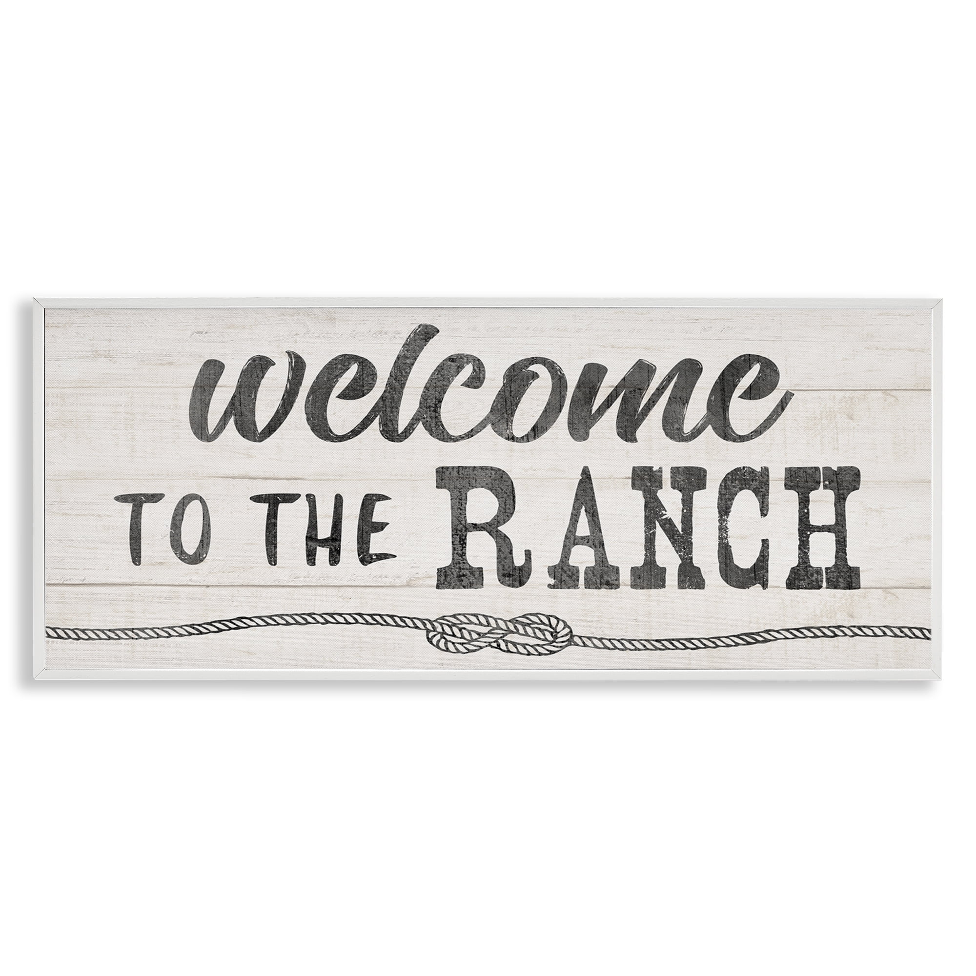 Stupell Industries Welcome to Ranch Rustic Text & Numbers Painting White Framed Art Print Wall Art, 30 x 13