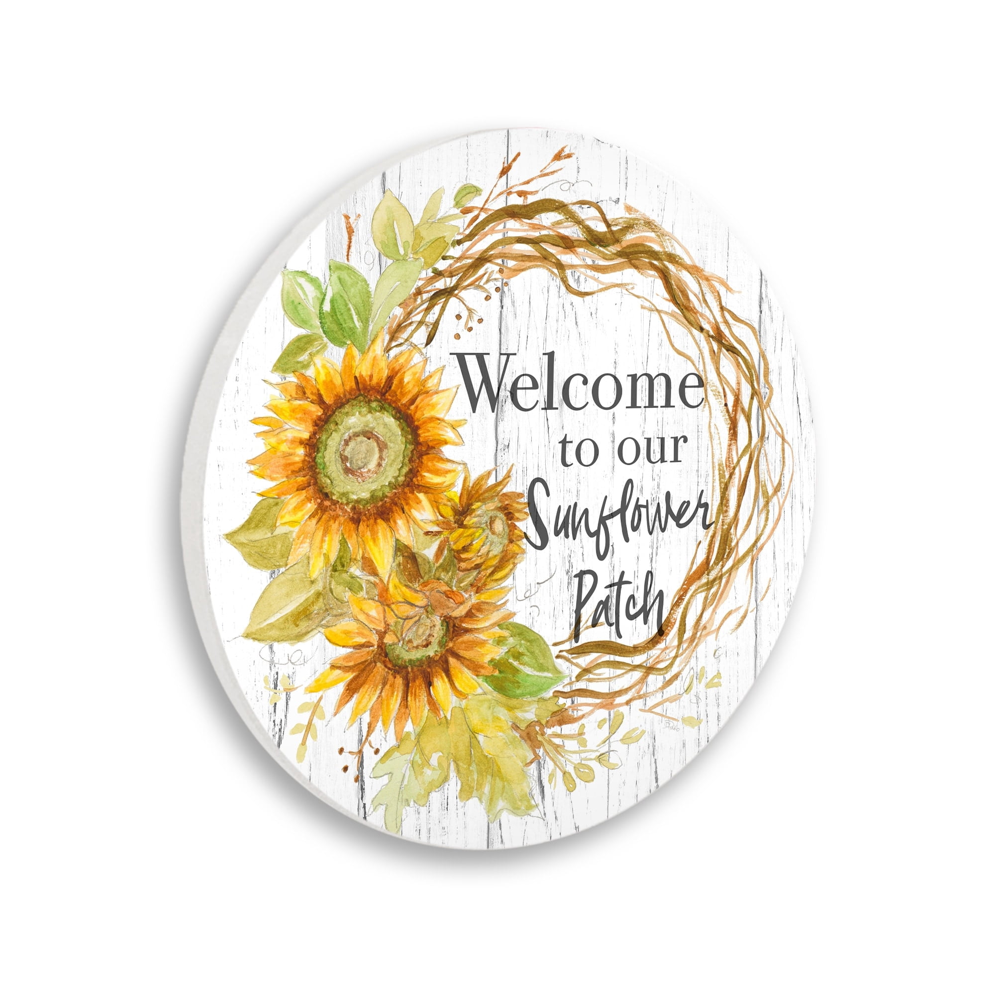 Stupell Industries Welcome to Sunflower Patch Rustic Floral Country Wreath,12 x 12,Design By Patricia Pinto