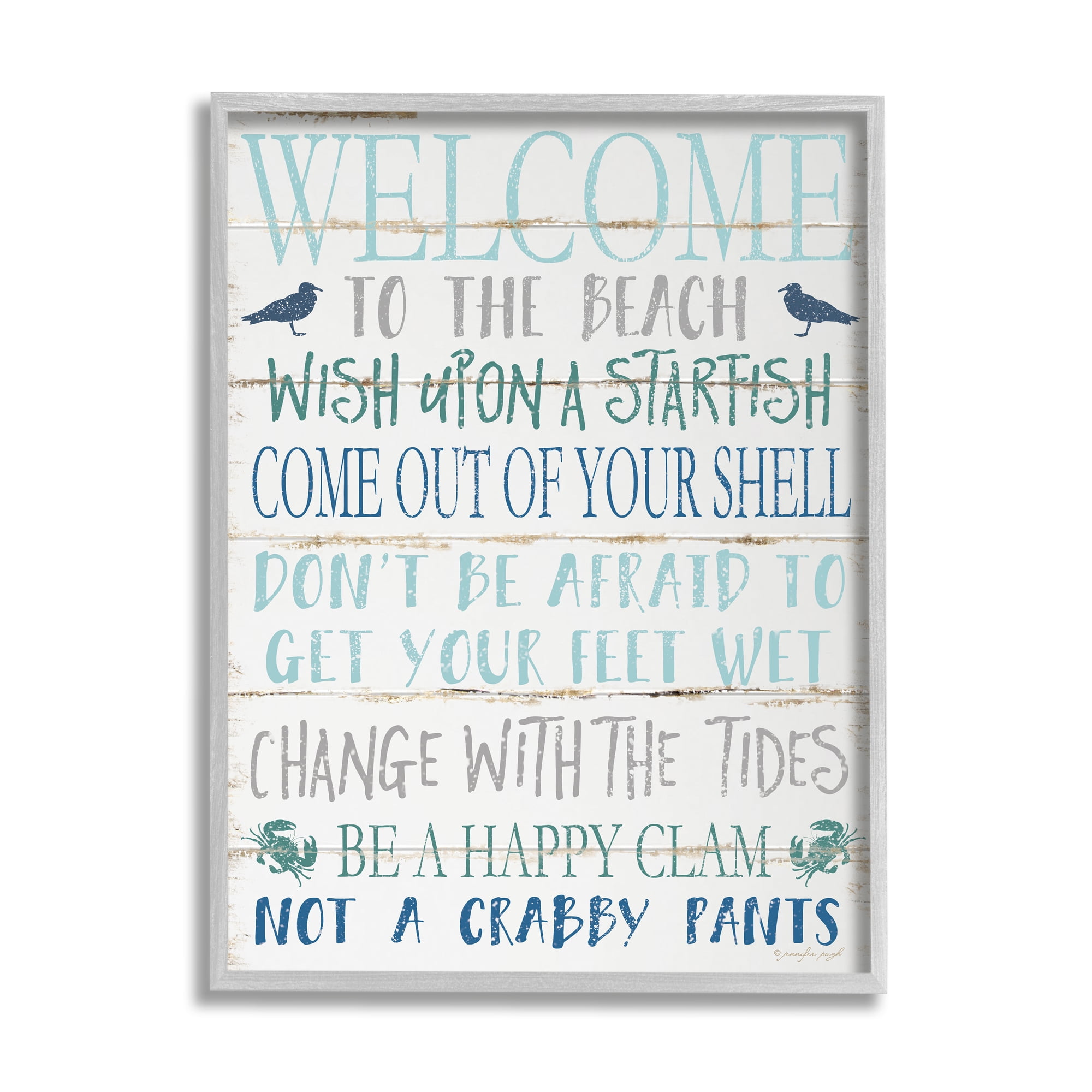 Welcome to the Beach Blue and White Framed Wall Art