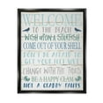 thumbnail image 1 of Stupell Industries Welcome to the Beach Blue Aqua and White Planked Look Sign Jet Black Framed Floating Canvas Wall Art, 16x20, by Jennifer Pugh, 1 of 5