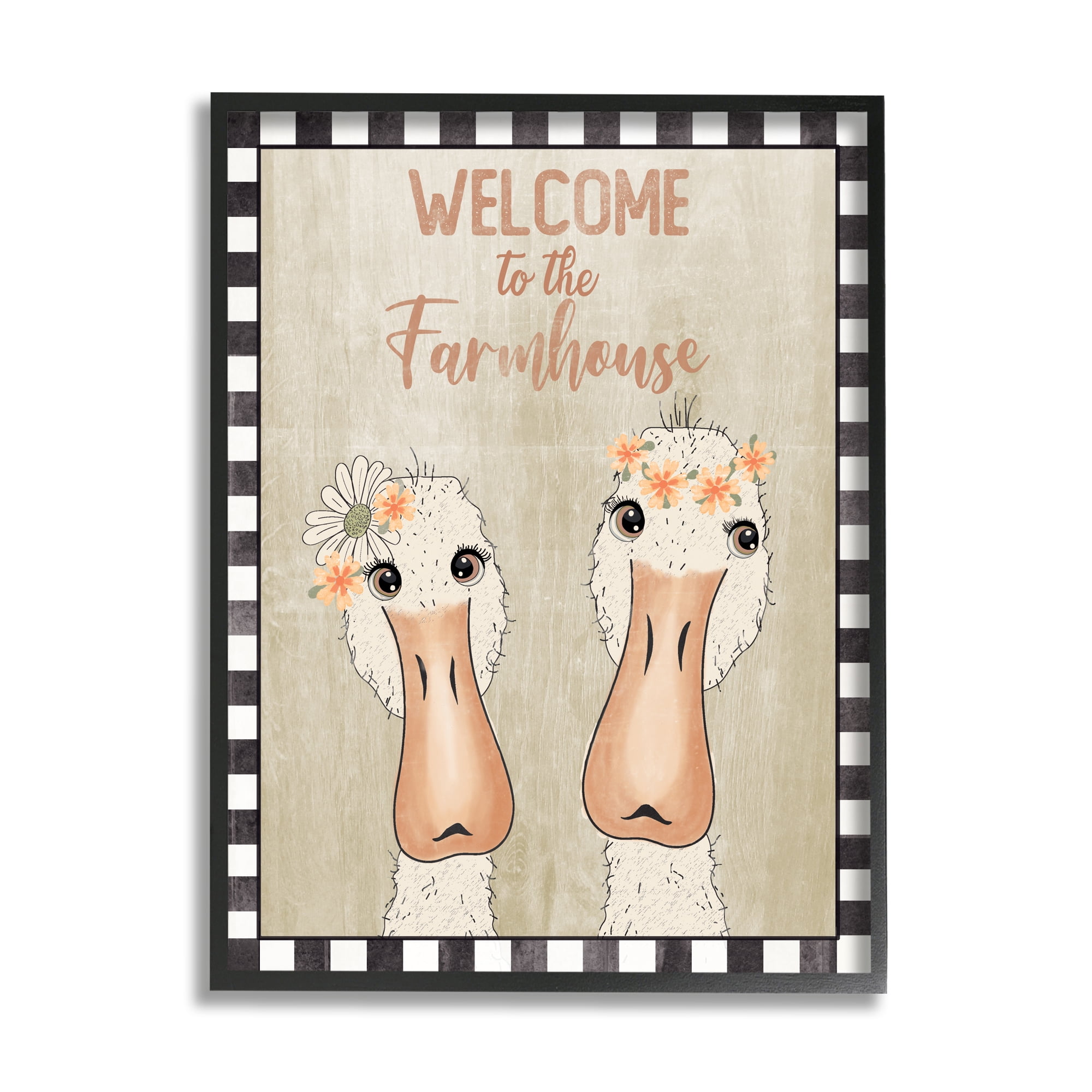 Stupell Industries Welcome to the Farmhouse Phrase Whimsical Country Geese,24 x 30,Designed by Andrea Jasid Grassi