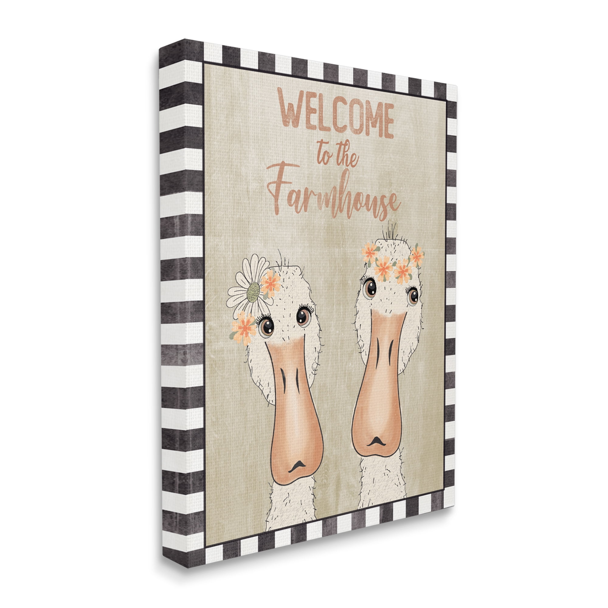 Stupell Industries Welcome to the Farmhouse Phrase Whimsical Country Geese,36 x 48,Designed by Andrea Jasid Grassi