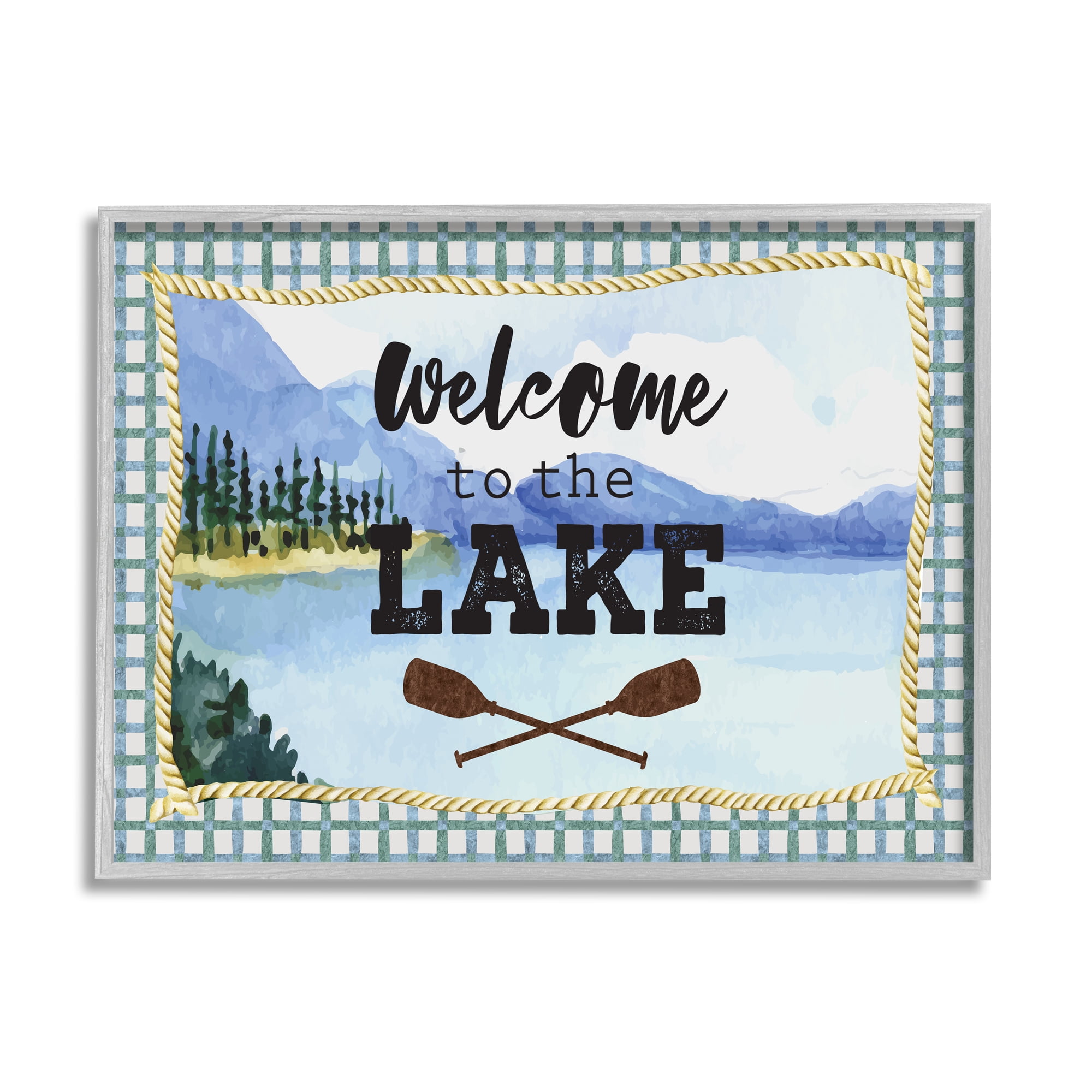 Stupell Industries Welcome to the Lake Phrase Crossed Oars Mountain Forest, 11 x 14, Designed by ND Art