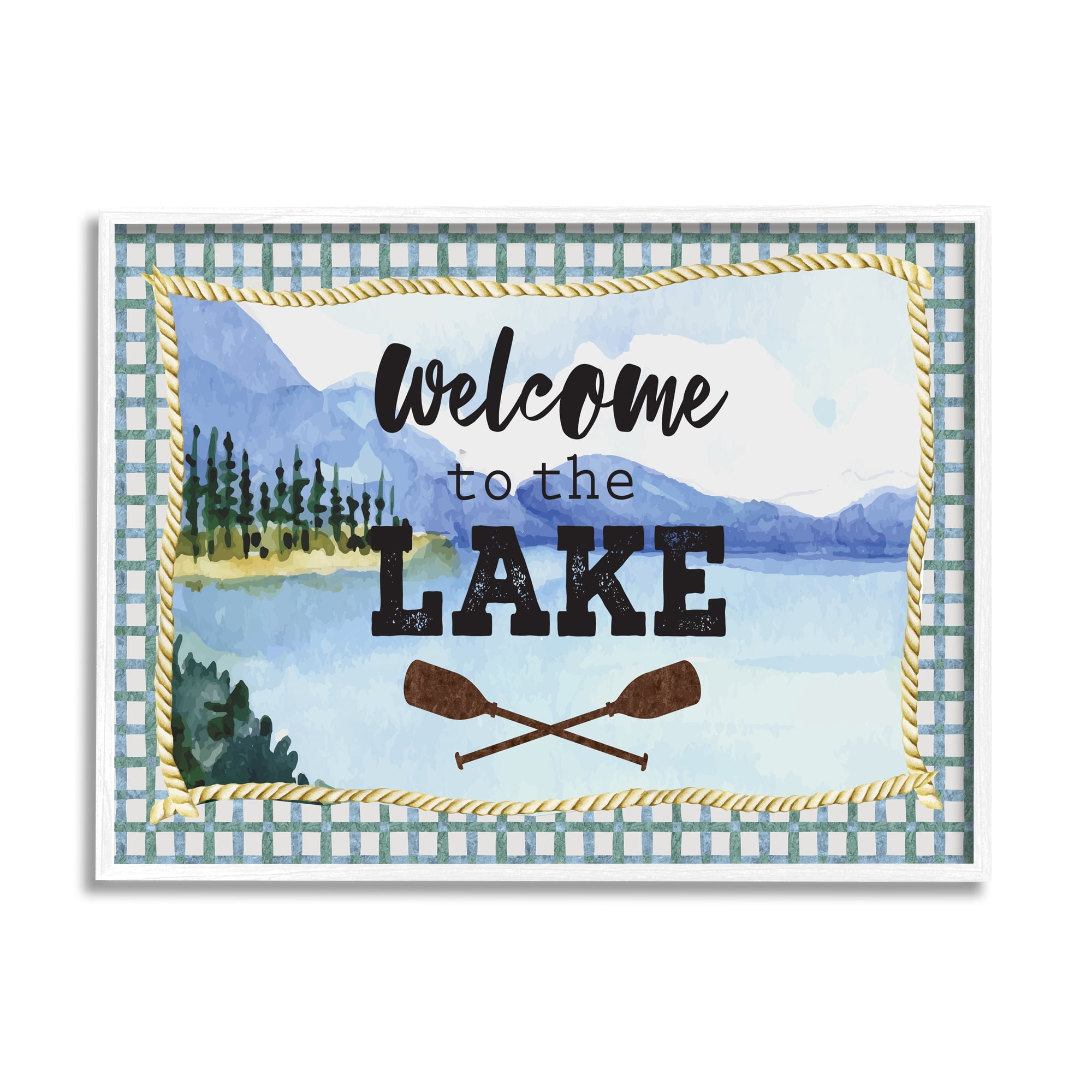 Stupell Industries Welcome to the Lake Phrase Crossed Oars Mountain Forest, 16 x 20, Designed by ND Art
