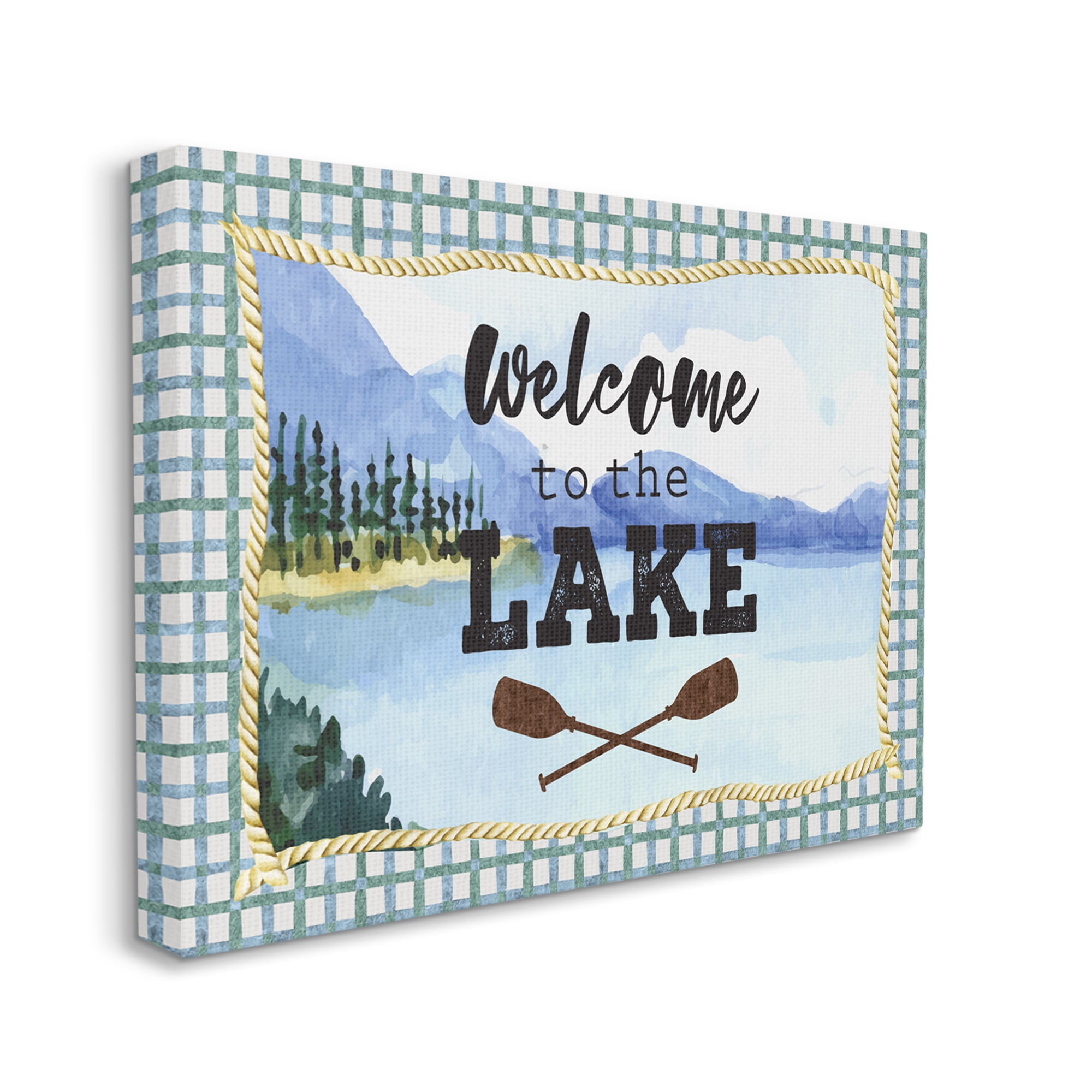 Stupell Industries Welcome to the Lake Phrase Crossed Oars Mountain Forest, 36 x 48, Designed by ND Art