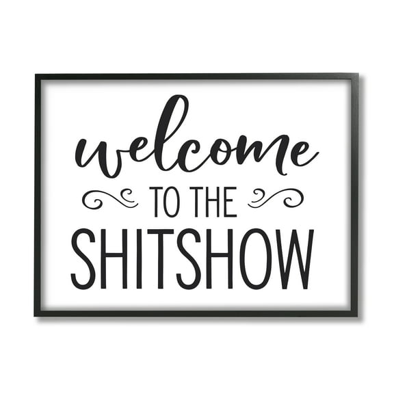 Stupell Industries Welcome to the S*** Show Sassy Home Sign Typography Painting Black Framed Art Print Wall Art, 11 x 14